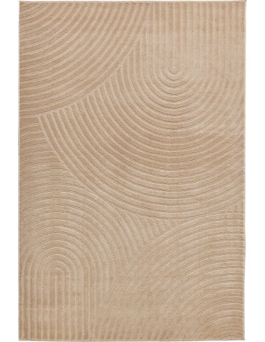 Tapis poils ras motif arc en ciel en relief beige - LINA en stock