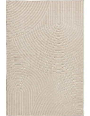 Tapis poils ras motif arc en ciel en relief crème- LINA sur le site 