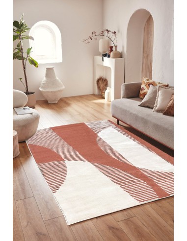 Tapis de salon à poils ras motif abstrait brun : NEL791BRU acheter en ligne