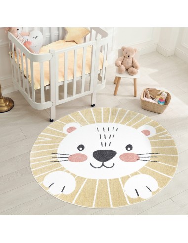 Tapis enfant rond motif tête de lion pas cheres