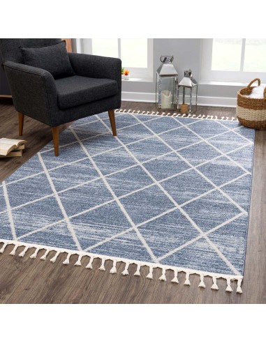 Tapis scandinave bleu motif losanges Comment ça marche