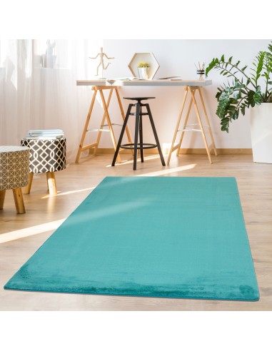 Tapis turquoise uni et doux - SIERA les muscles