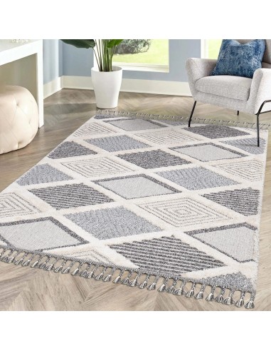 Tapis gris à motif quadrillé losange - LUNA Comparez plus de prix